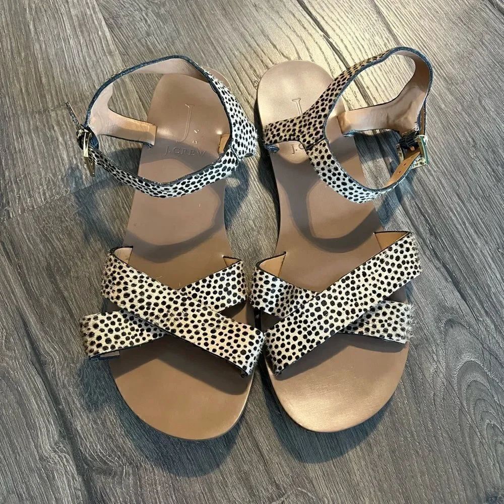 J Crew Calf Hair Sandals size 7